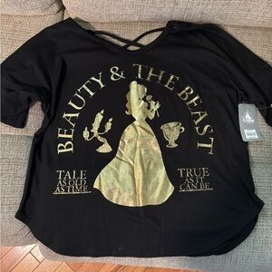 Disney Black and Gold Beauty & The Beast Women's Top M